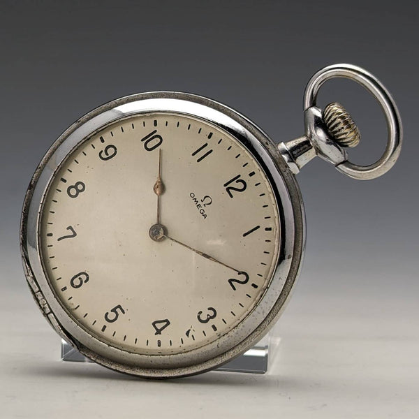 Around 1905 Antique Omega pocket watch with silver plated case works well